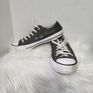 Converse Green Low-Top Sneakers, Leather Mens 7.5, Womens 9.5